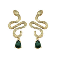 VAIGE Vintage-Inspired Gold Snake Earrings with Zircon Accents