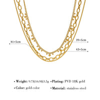 VAIGE 18K Gold Plated Stainless Steel Punk Charm Choker Necklace - Waterproof Geometric Link Chain Jewelry