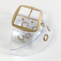 VAIGE Elegant Gold and White Clear Transparent Large Buckle Belt