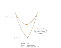 VAIGE Delicate Stainless Steel Cubic Zirconia Double Layer Chain Necklace Exquisite Jewelry Gift