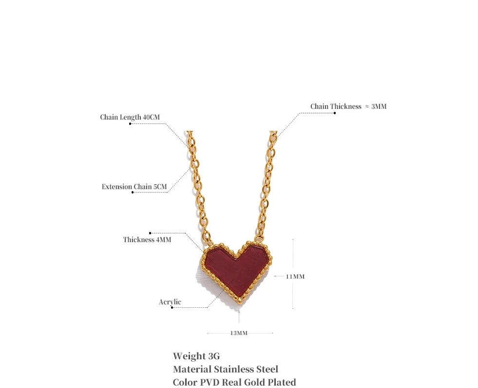 Red Heart Stainless Steel Necklace