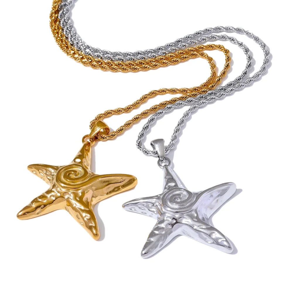 VAIGE 316L Stainless Steel Starfish Pendant Necklace - Rust Proof 18K Gold PVD Plated Statement Jewelry for Unique Style