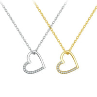 VAIGE 925 Sterling Silver Heart Pendant Necklace with Gold Plating, 3 Color Options, 18.11" Link Chain