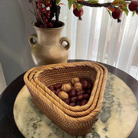 VAIGE Handwoven Rectangular Wicker Basket for Fruits, Snacks, and Cosmetics - Eco-Friendly Rattan Storage Solution for Kitchen and Home Organization