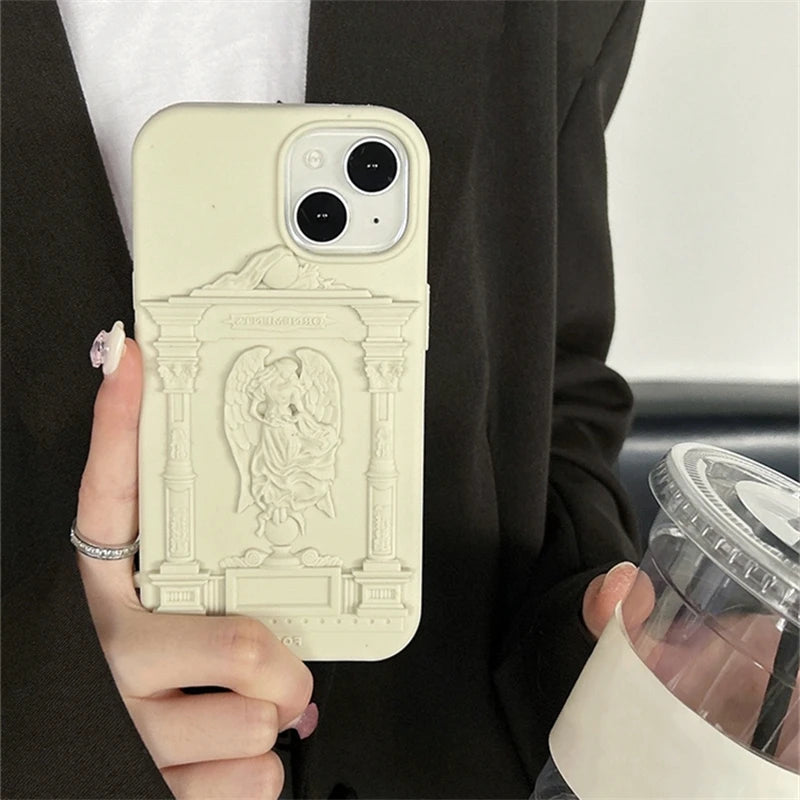 VAIGE Retro Art Angel Silicone Phone Case for iPhone Pro Max - Creamy Matte Anti-Drop Shockproof Cover