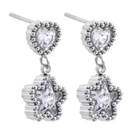 VAIGE High Quality Blue White Cubic Zirconia Stainless Steel Heart Star Drop Earrings Exquisite Cute Jewelry Gift