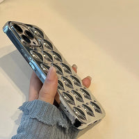 VAIGE Elegant 3D Heart Silver Plated Phone Case with Love Bracelet Design for iPhone Models - Shockproof, Anti-Scratch, and Dirt-Resistant