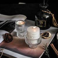 VAIGE Elegant Transparent Glass Candle Holder for Home Decoration - Romantic European Style Candlestick