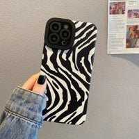 VAIGE Zebra Stripes Silicone Shockproof Case for iPhone Series - Soft Leather Full Coverage with Camera Protection