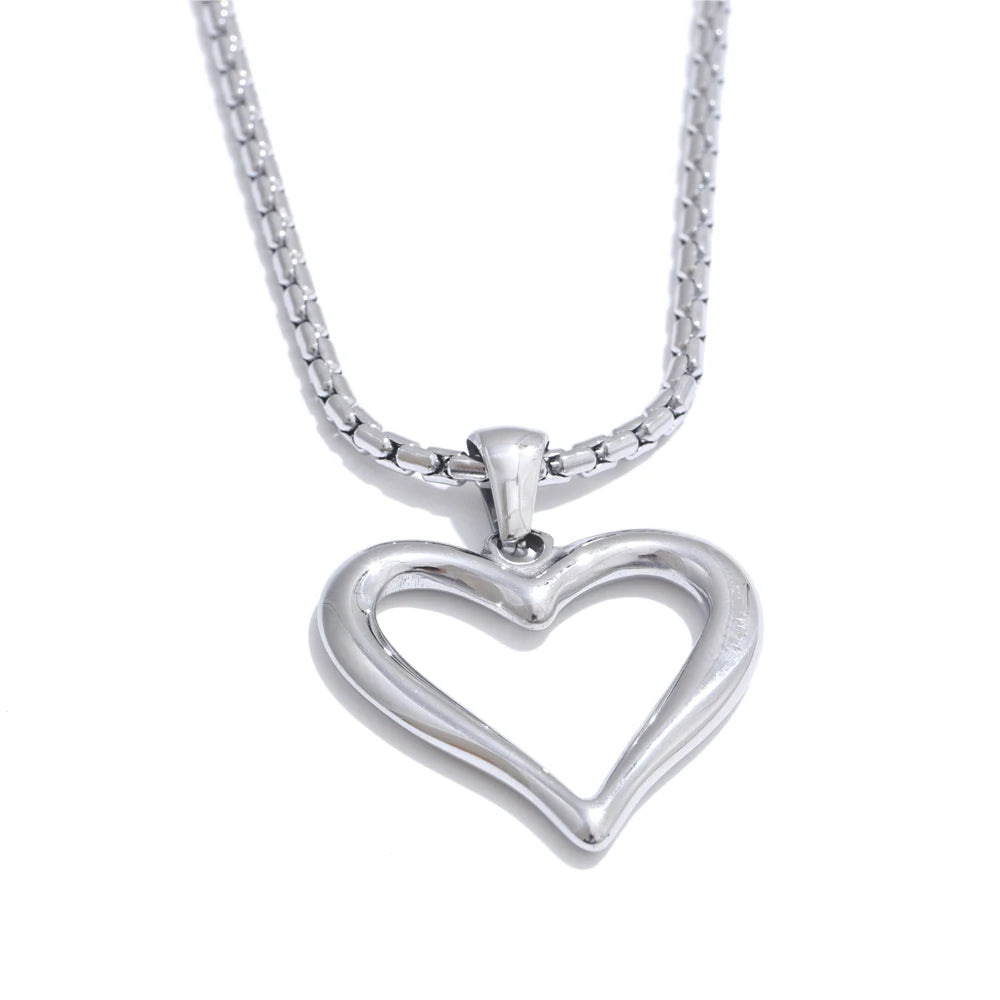 VAIGE   High Quality Polished Metal PVD Plated Stainless Steel Heart Love Hollow Classic Pendant Necklace Jewelry