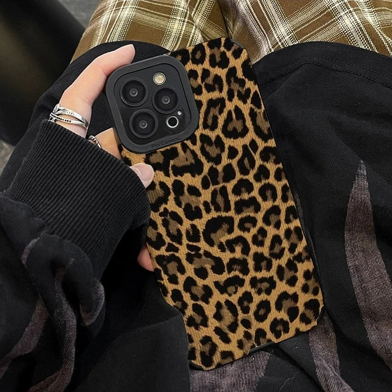 VAIGE Brown Leopard Silicone Leather Shockproof Case for Samsung Galaxy S Series and A Series Models