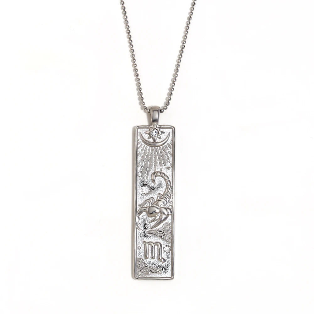 VAIGE Gold & Silver Zodiac Bar Necklace Stainless Steel Aries, Taurus, Gemini, Cancer, Leo, Virgo, Libra, Scorpio, Sagittarius, Capricorn, Aquarius, and Pisces