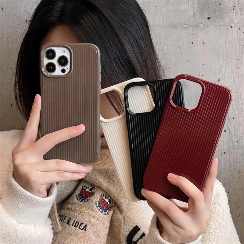 VAIGE Luxury Vertical Stripe Pattern Solid Color Silicone Shockproof TPU Phone Case for iPhone Pro Max Series