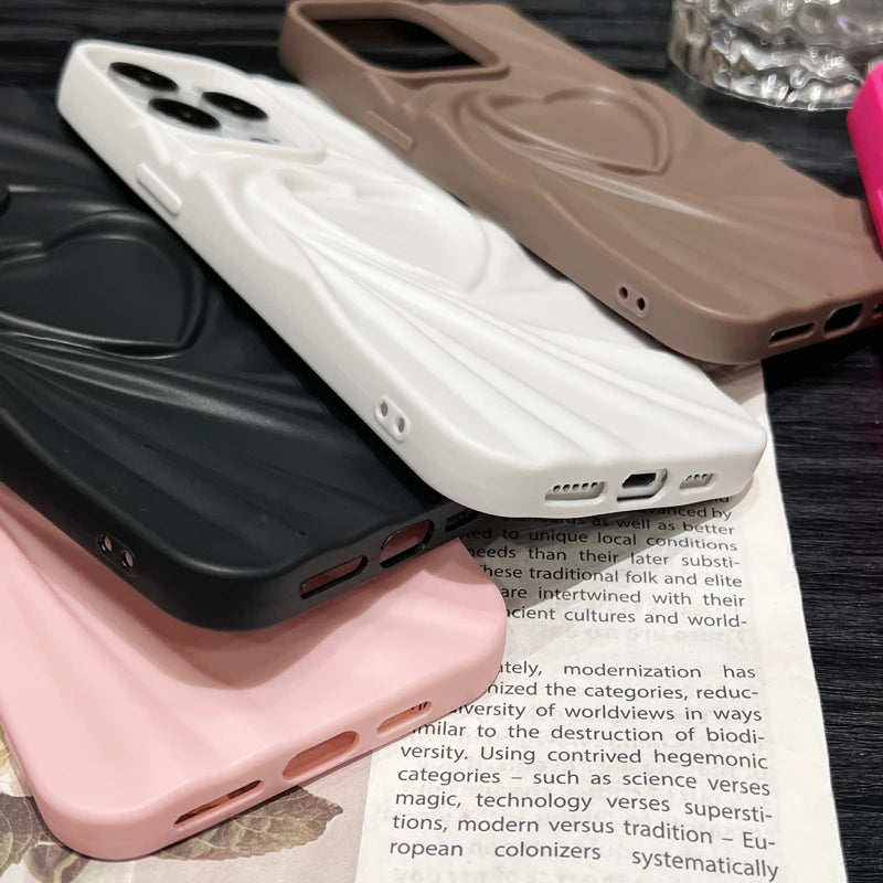 VAIGE Soft Matte Silicone 3D Love Heart Full Coverage Phone Case for iPhone Models with Anti-Scratch, Dustproof, and Lightweight Features