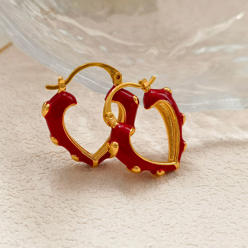 VAIGE Charming Red Heart Drop Earrings