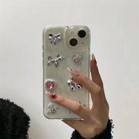 VAIGE Cute Floral Epoxy Phone Case with Gem Bow-knot Design for iPhone 11, 12, 13, 14, 15 - Shockproof and Dustproof Bumper Cover