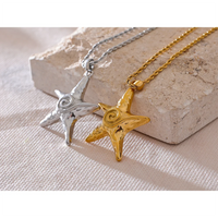 VAIGE 316L Stainless Steel Starfish Pendant Necklace - Rust Proof 18K Gold PVD Plated Statement Jewelry for Unique Style