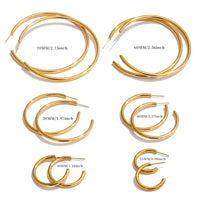 VAIGE  25/30/40/50/60/70mm Minimalist C-Shape Round Daily Hoop Earrings Stainless Steel PVD Waterproof Jewelry