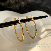 VAIGE Elegant 925 Silver Needle Hoop Earrings in Classic Gold