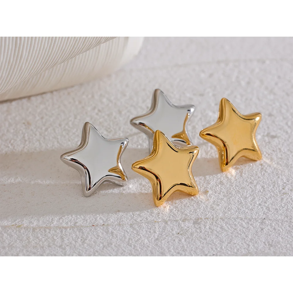 VAIGE Dazzling Gold and Silver Star Stud Earrings in Stainless Steel