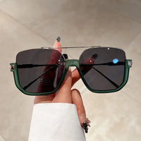 VAIGE Retro Gothic Oversized Square Sunglasses in Red and Cyan with UV400 Protection