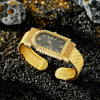 VAIGE Luxurious Gold & Zircon Diamond Small Square Quartz Watch