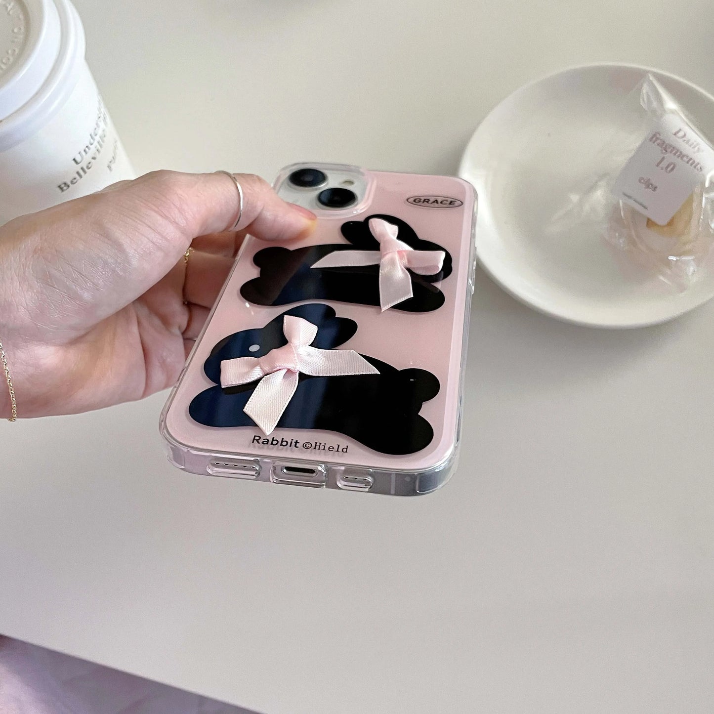 VAIGE Shockproof 3D Rabbit Design TPU Phone Case for iPhone 11, 12, 13 Pro Max, 14, 15 with Stand Holder