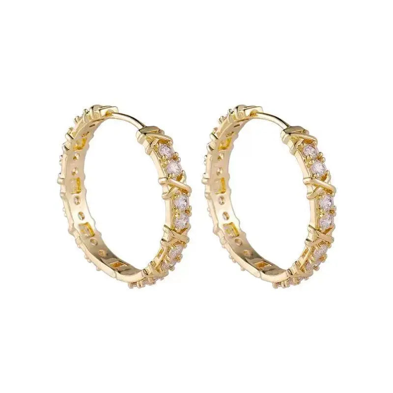 VAIGE Elegant Zircon & Metal Geometric Hoop Earrings - Classic Luxury Jewelry for Weddings and Parties