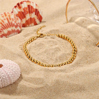 VAIGE Trendy 18K Gold PVD Waterproof Stainless Steel Bead Chain Bracelet