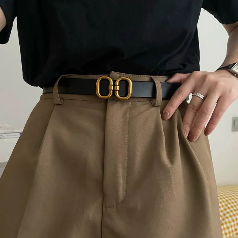 VAIGE Stylish Vegan Leather Belt in Black, Brown, White, and Khaki