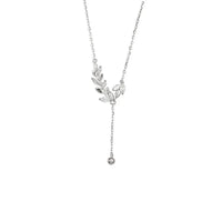 VAIGE 925 Sterling Silver Tree Branch Pendant Necklace with Zirconia Charm and Twisted Singapore Chain - Flower Design