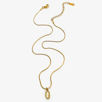 VAIGE Dainty Natural Stone Green White Red Oval Pendant Necklace Stainless Steel