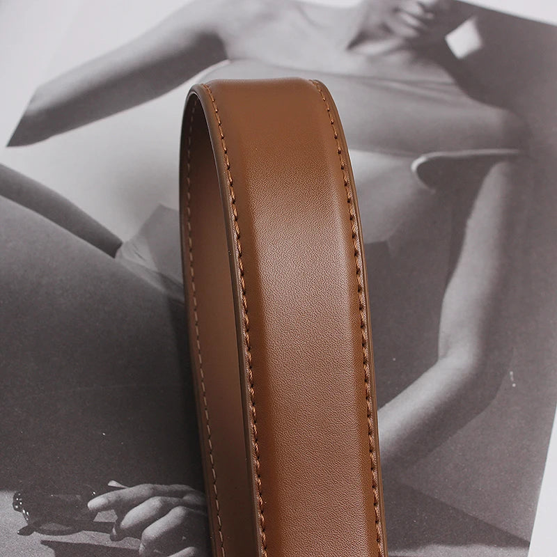 VAIGE Classic Vintage Leather Belt with Metal Pin Buckle - Brown and Black Options Available