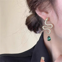 VAIGE Vintage-Inspired Gold Snake Earrings with Zircon Accents