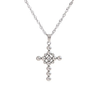 VAIGE  Round Beads Cross Pendant Necklace