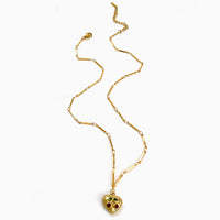 VAIGE Cherry Heart Pendant Necklace Gold Stainless Steel