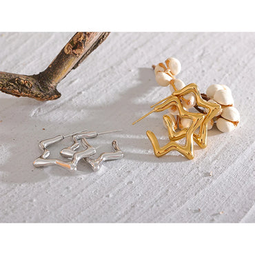 VAIGE Stainless Steel Geometric Star Earrings - Gold and Silver Color, Waterproof High-Quality Metal Jewelry