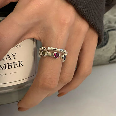 VAIGE Iridescent Heart Ring with Multicolor Zircon Accents