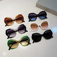 VAIGE Vintage Butterfly Candy Color Oversized Round Sunglasses in Red, Green, Blue, Yellow, and Purple