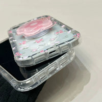 VAIGE Quicksand Pink Floral Holder Phone Case for iPhone Series - Clear Soft Silicone, Anti-Scratch, Shockproof Design