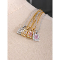 VAIGE Radiant Gold and Silver Zirconia Pendant Necklace with Pink and White Accents