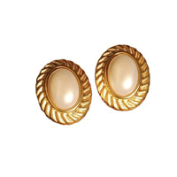 VAIGE Classic Pearl Elegance Stud Earrings in White and Gold