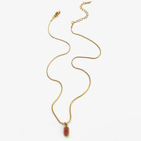 VAIGE Dainty Natural Stone Green White Red Oval Pendant Necklace Stainless Steel