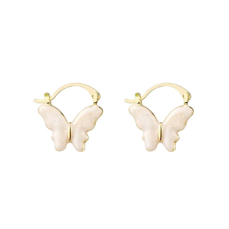 VAIGE Elegant Gold Butterfly Drop Earrings with White Enamel Accents