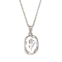 VAIGE Irregular Shape Rose Pendant Necklace Silver Gold Stainless Steel