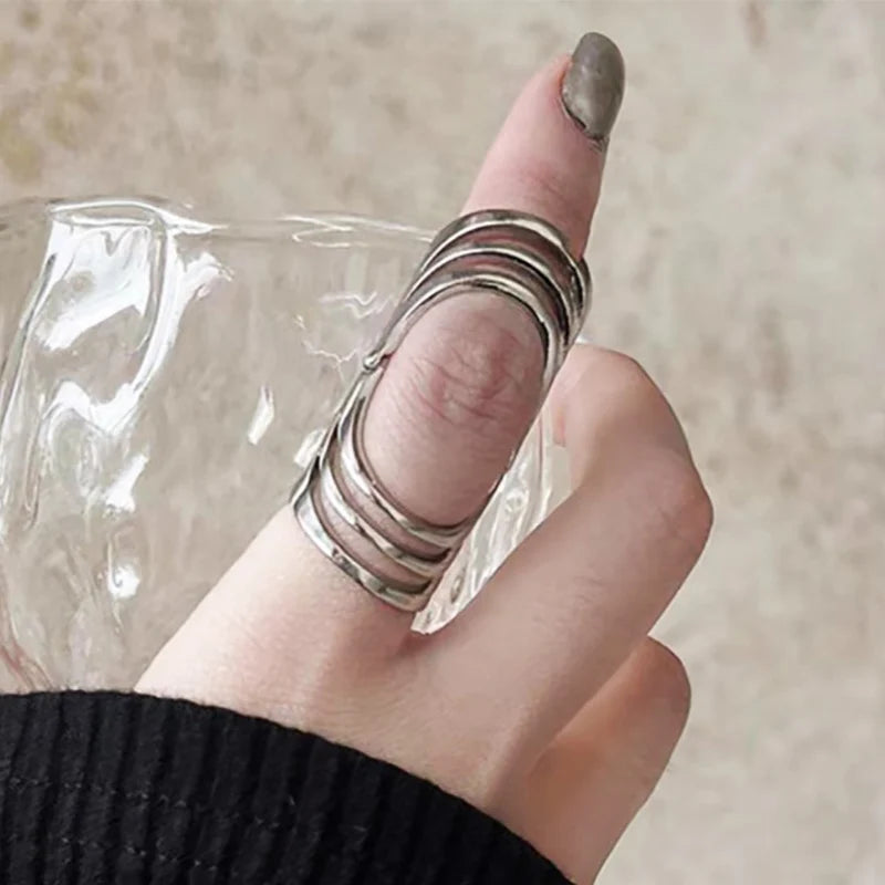 VAIGE Hollow Irregular Geometric Knuckle Ring - Exaggerated Simple Personality Jewelry Gift in Metal Copper