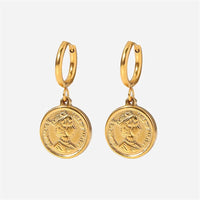 VAIGE Elegant Double-Sided Coin Earrings featuring Queen Elizabeth in Silver and Gold