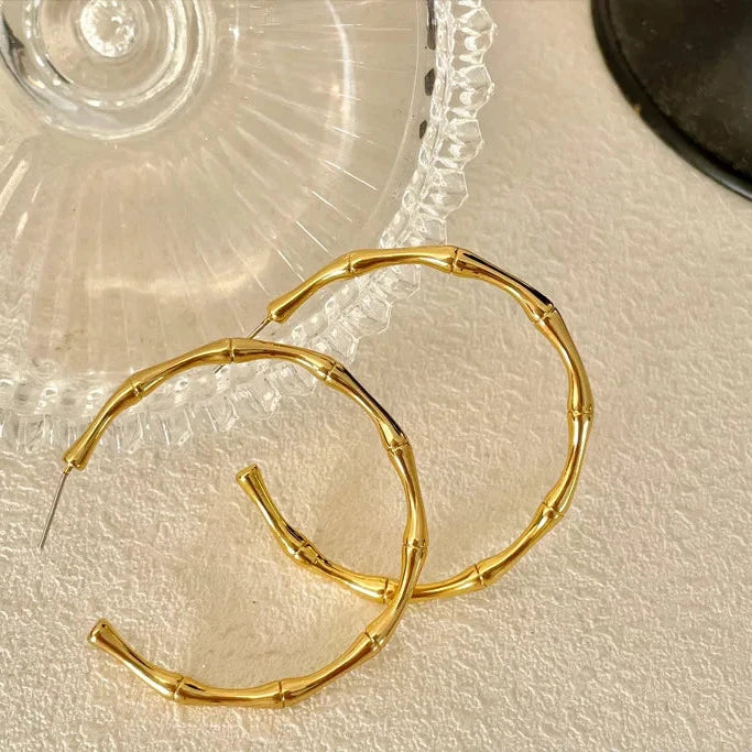 VAIGE Elegant 925 Silver Needle Hoop Earrings in Classic Gold