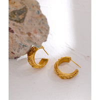 VAIGE Celestial Gold Stainless Steel Open Hoop Earrings