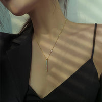 VAIGE Elegant Titanium Steel Shell Pendant Necklace with Fast Color Chain - Classic Long Clavicle Jewelry, 3.5*0.3CM